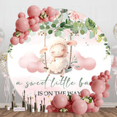 Aperturee - Aperturee Pink Floral Plant Lamp Round Baby Shower Backdrop